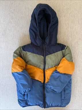 Swiss Tech Navy Fleece-Lined Hooded Jacket with Colorblock Accents